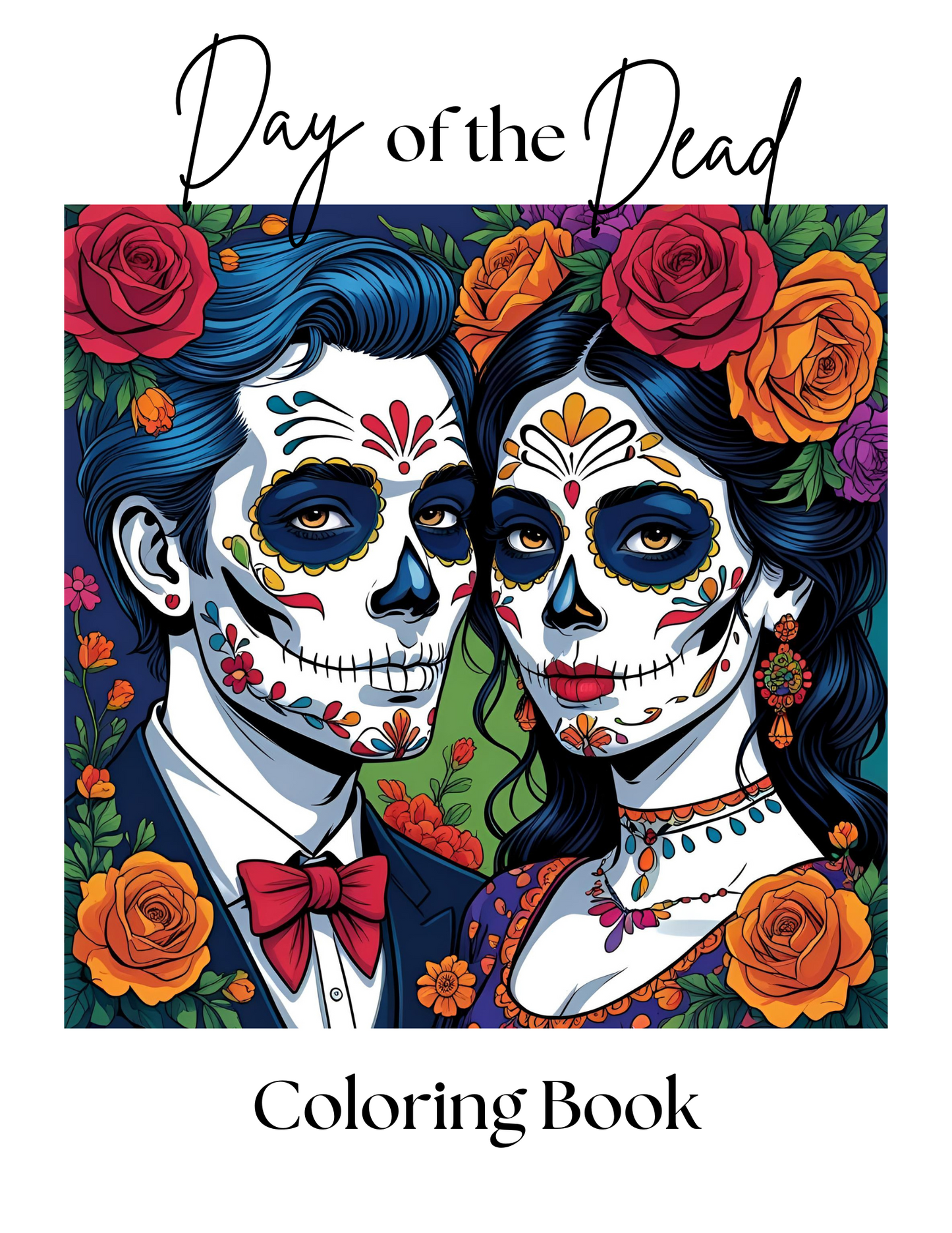 Sugar Skull Women & Men - Adult Coloring Book (Digital Download)