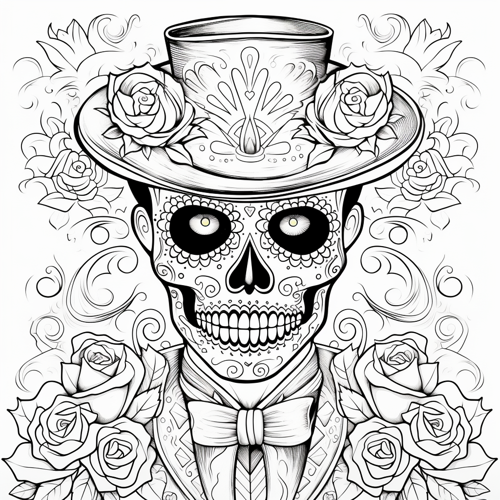 Sugar Skull Women & Men - Adult Coloring Book (Digital Download)