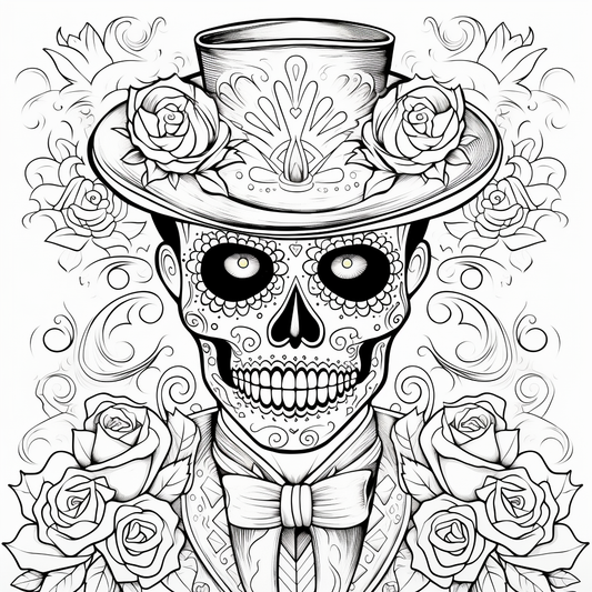 Sugar Skull Women & Men - Adult Coloring Book (Digital Download)