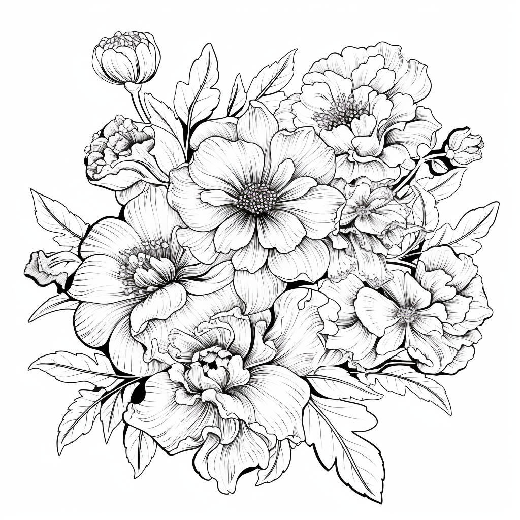 Whimsical Botanicals - Flowers, Leaves & Mushroom Scenes Adult Coloring Book (Digital Download)