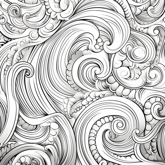 Waves & Flows - Adult Coloring Book (Digital Download)